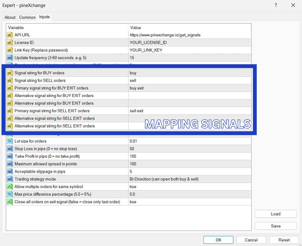 Indicator JSON and EA Settings