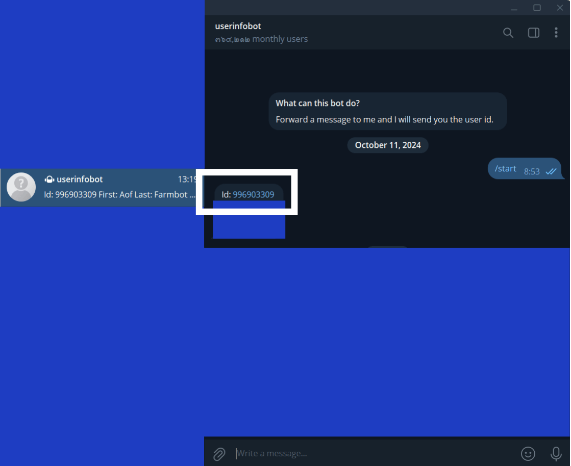 Getting Chat ID from userinfobot