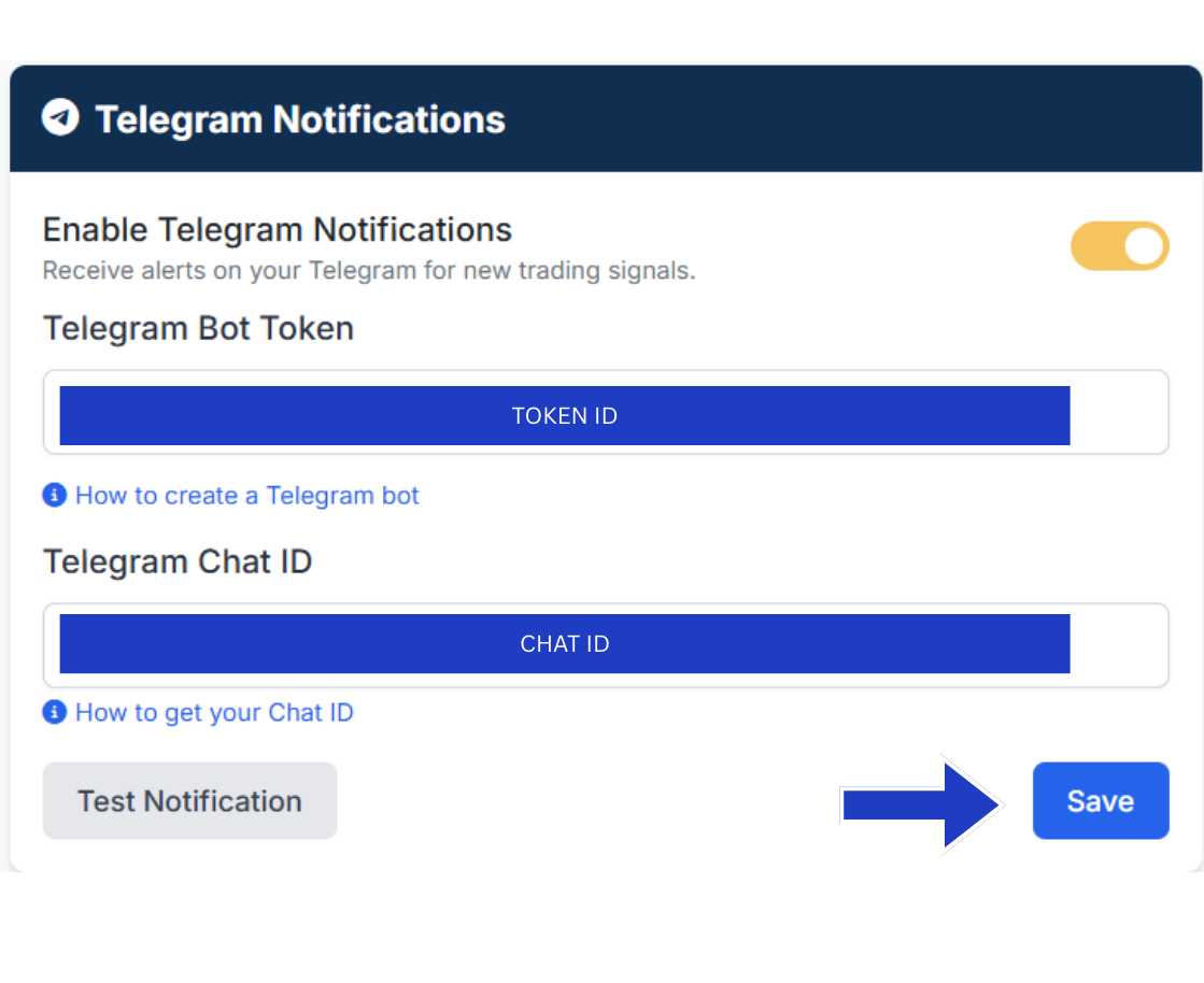 PineXchange Telegram Settings