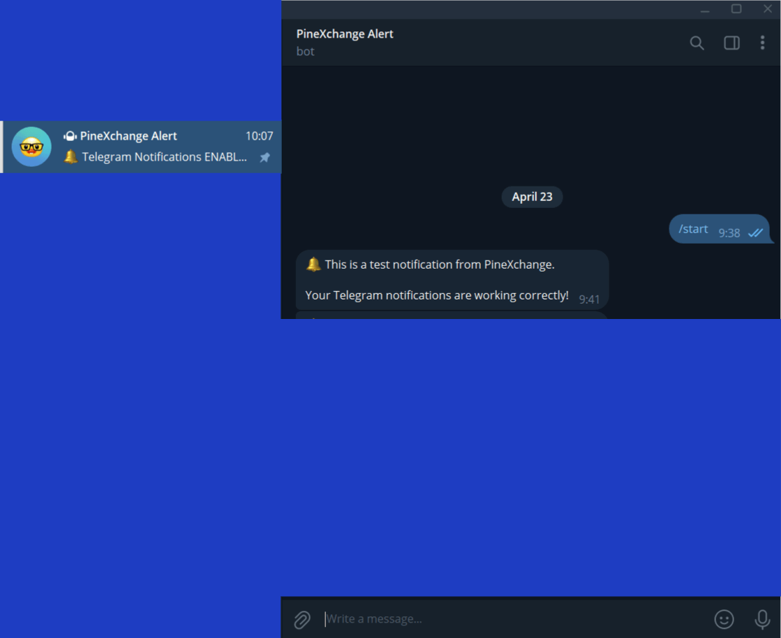 Test Notification in Telegram